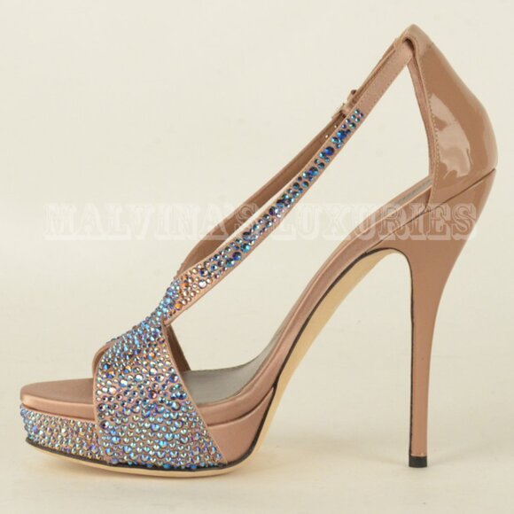 GUCCI SHOES NUDE SOFIA ETOILE CRYSTAL PLATFORM SANDALS sz 39.5 9.5 - Picture 5 of 12